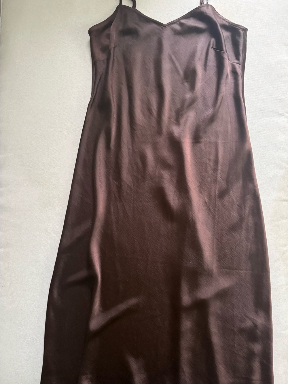 Loft Silky Brown Slip Dress with V-Neck